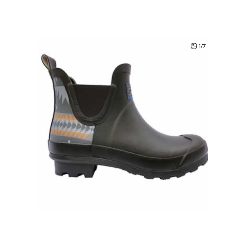 Pendleton Womens Black Harding Geometric Ankle Rain Boots Size 10 Waterproof